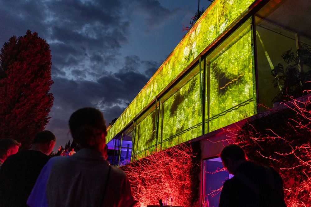 Projection on a building facade
