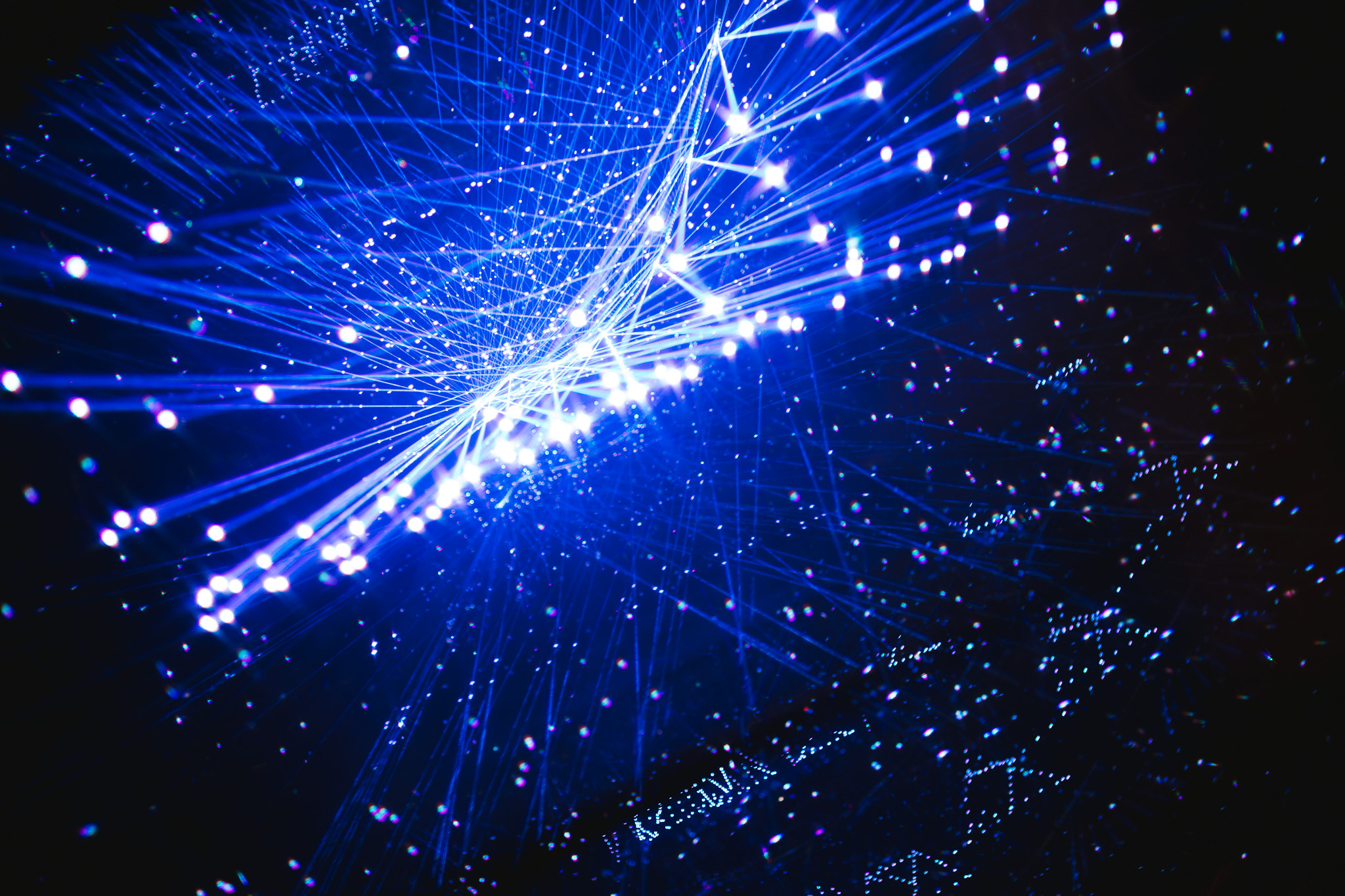 Laser beams crossing a dark space